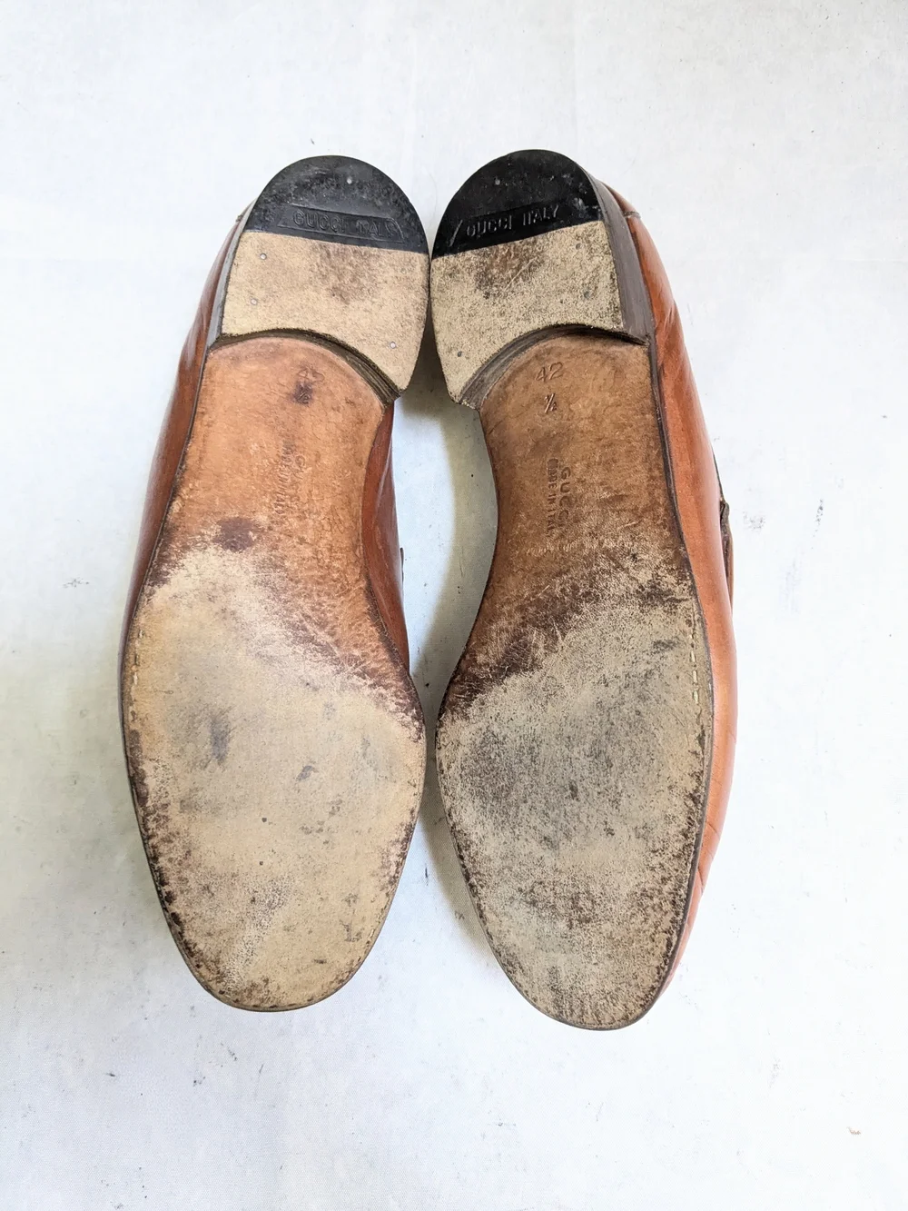 Gucci Brown Leather Horsebit Loafers - Men 9 S Narrow Slip Ons Vintage Italy